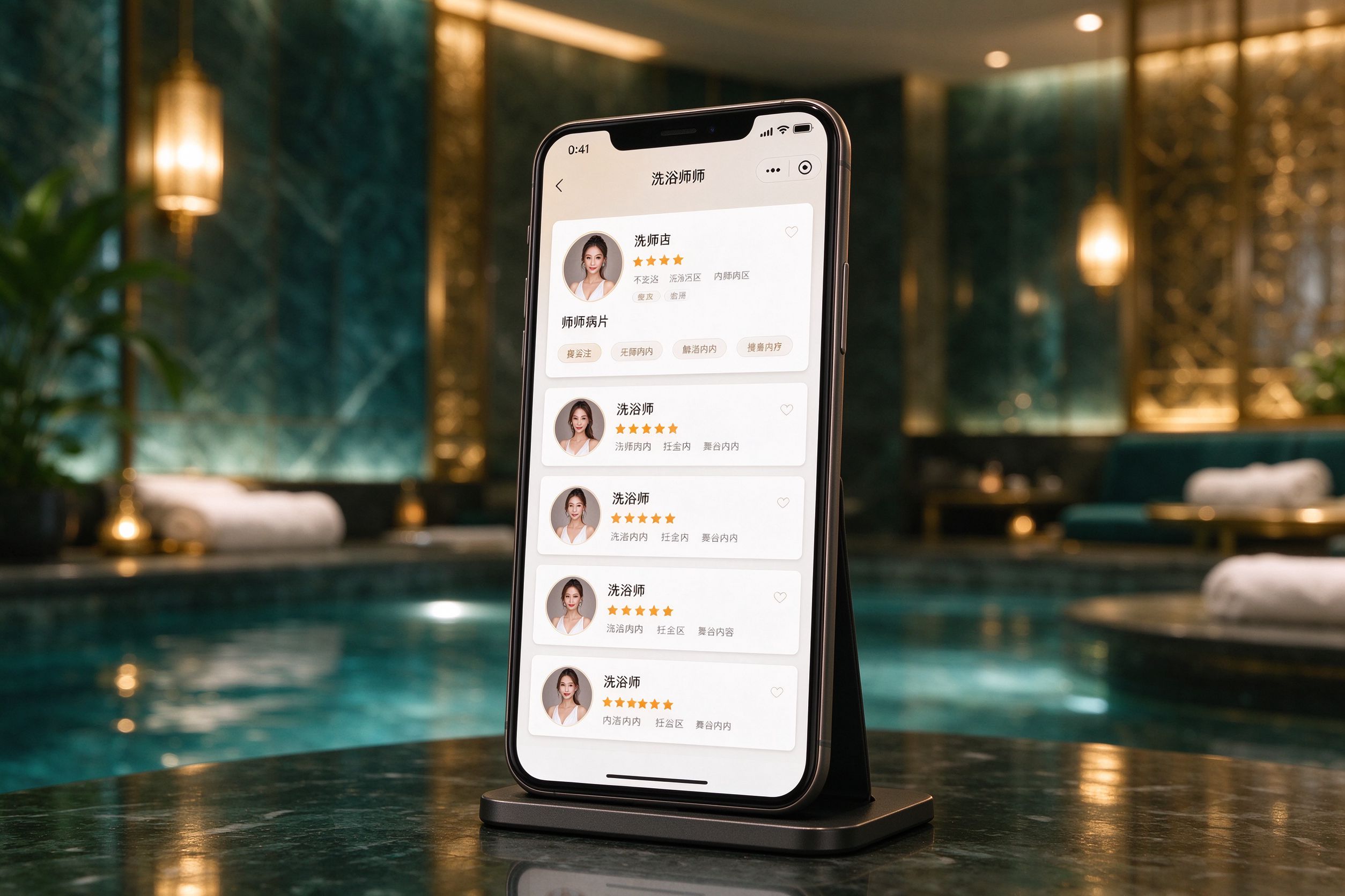 洗浴按摩技师团队APP界面